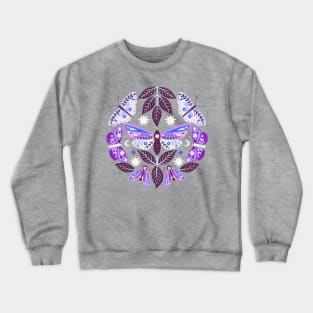 Purple Moths Folk Art Crewneck Sweatshirt